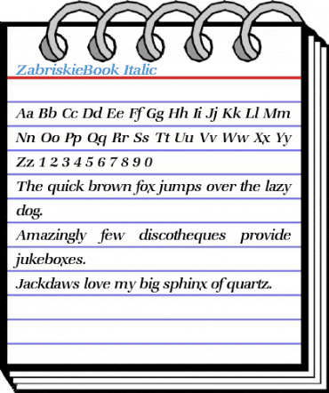 ZabriskieBook Italic Font