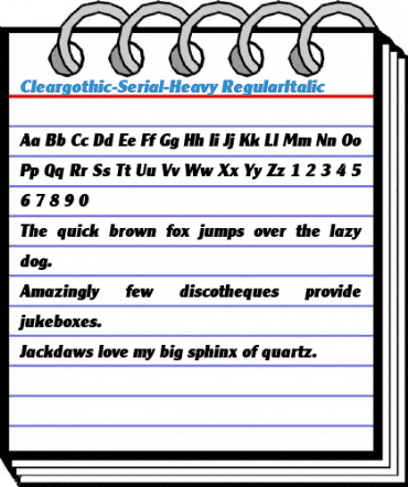 Cleargothic-Serial-Heavy RegularItalic Font