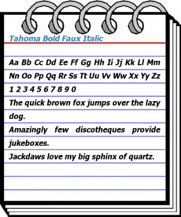 Tahoma Bold Faux Italic Font