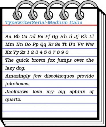 TypewriterSerial-Medium Italic Font