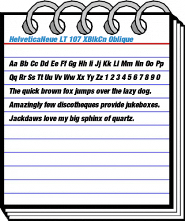 HelveticaNeue LT 107 XBlkCn Oblique Font