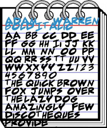 adam warren 0.2 Bold Italic Font
