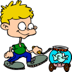 Boy Walking Fish
