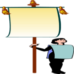 Page Holding Sign