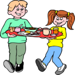 Kids with Breakfast Tray