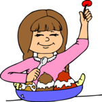 Girl Eating Banana Split