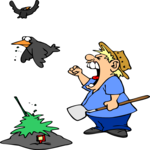 Man Chasing Crows