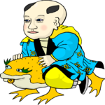 Man Riding Frog-Creature