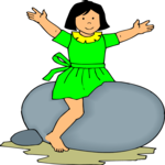 Girl Sitting on Rock