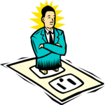 Businessman Plugged In