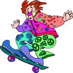 Clown Skateboarding