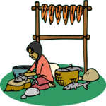 Eskimo Woman Preparing Fish