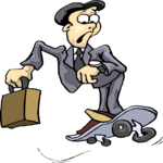 Businessman on Skateboard