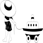 Girl Pulling Boat