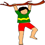 Girl Hanging from Branch