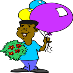 Man with Flowers & Balloons