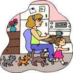 Girl Leading Cats