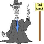 Skeleton Hailing Taxi