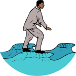 Businessman Riding Waves