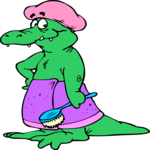 Alligator in Shower Cap