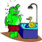 Dinosaur Taking a Bath 1