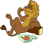 Lion Eating Pizza