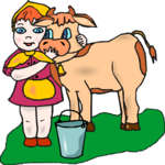 Cow with Girl