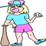 Girl with Baseball & Bat
