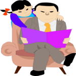 Child Reading with Father 