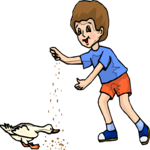 Boy Feeding Duck