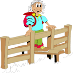 Backpacker by Fence