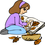 Girl Making Leaf Book