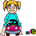 Girl on Toy Car