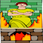 Youth by Fireplace