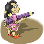 Girl with Giant Pencil