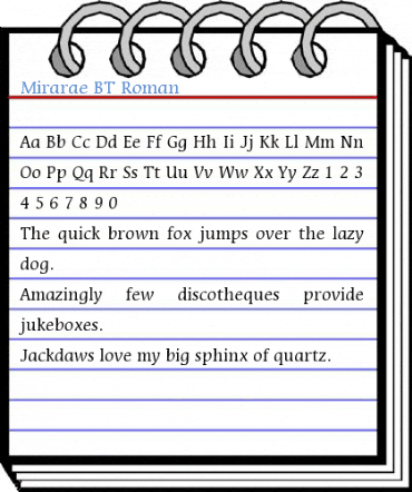 Mirarae BT Roman Font