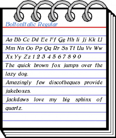 BoltonItalic Regular Font