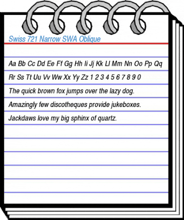 Swiss 721 Narrow SWA Oblique Font