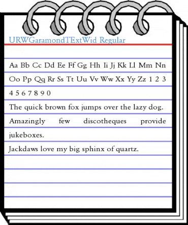 URWGaramondTExtWid Regular Font