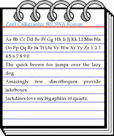 Zapf Calligraphic 801 SWA Roman Font