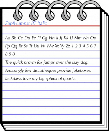 ZapfHumnst BT Italic Font