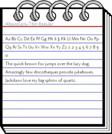 AbsaraSans-Thin Regular Font