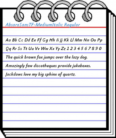 AbsaraSansTF-MediumItalic Regular Font
