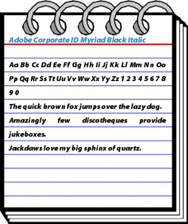 Adobe Corporate ID Myriad Black Italic Font