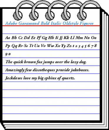 Adobe Garamond Bold Italic Oldstyle Figures Font