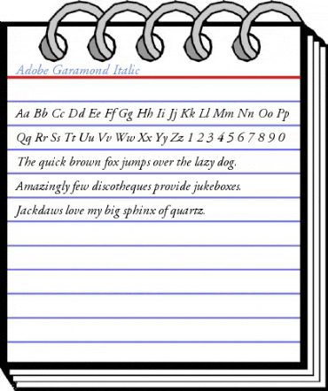 Adobe Garamond Italic Font