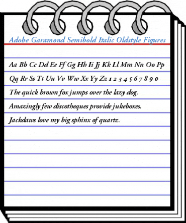 Adobe Garamond Semibold Italic Oldstyle Figures Font