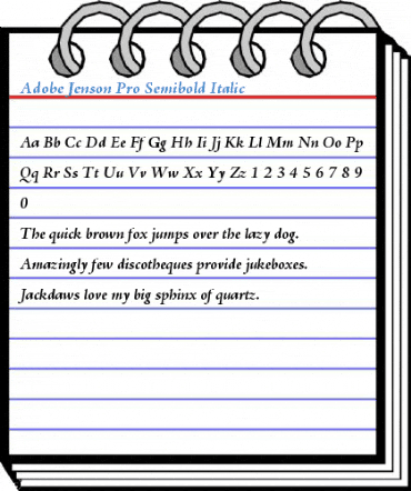 Adobe Jenson Pro Semibold Italic Font