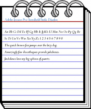 Adobe Jenson Pro Semibold Italic Display Font