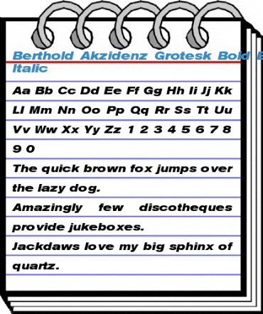 Berthold Akzidenz Grotesk Bold Extended Italic Font